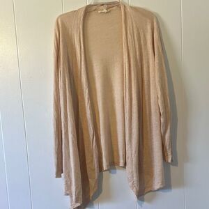 EILEEN FISHER Open Drape Front Silk Linen Peach Cardigan Sweater XL
